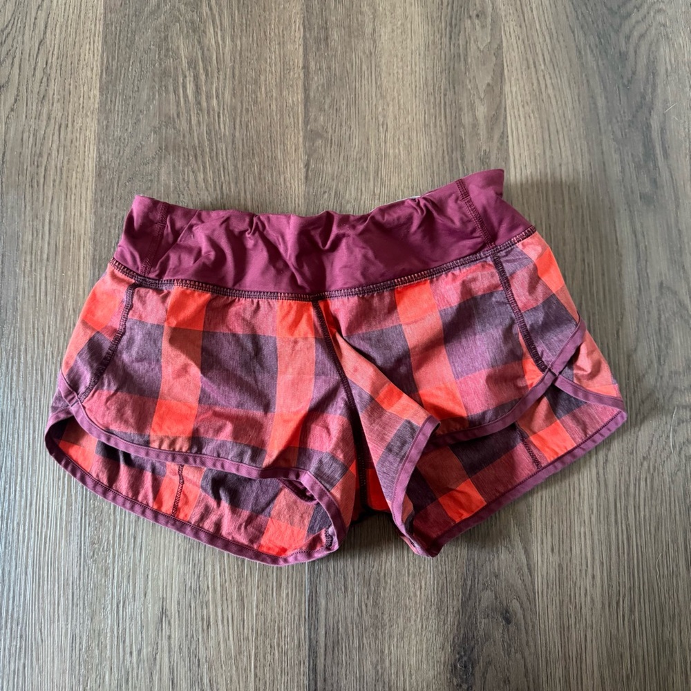 Lululemon Speed Up Shorts Women's Plaid Red Purple Athletic‎ Running Gym S